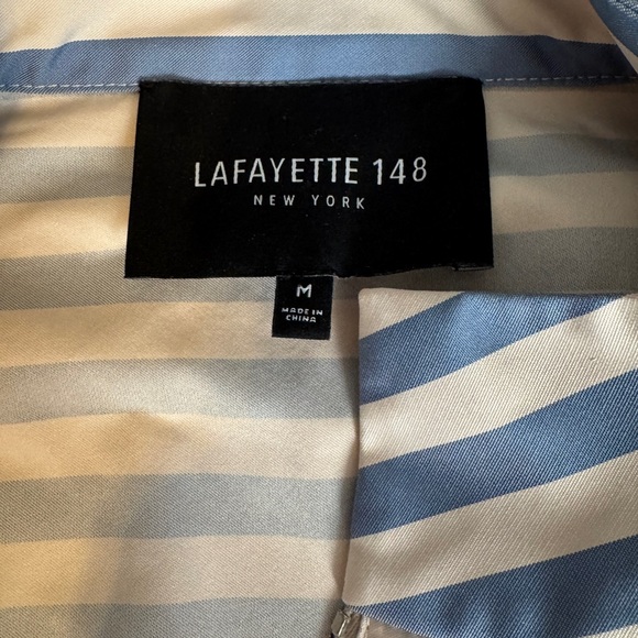 Lafayette 148 New York Jayna Blue White Stripe Drawstring Jacket Like New - Picture 5 of 11